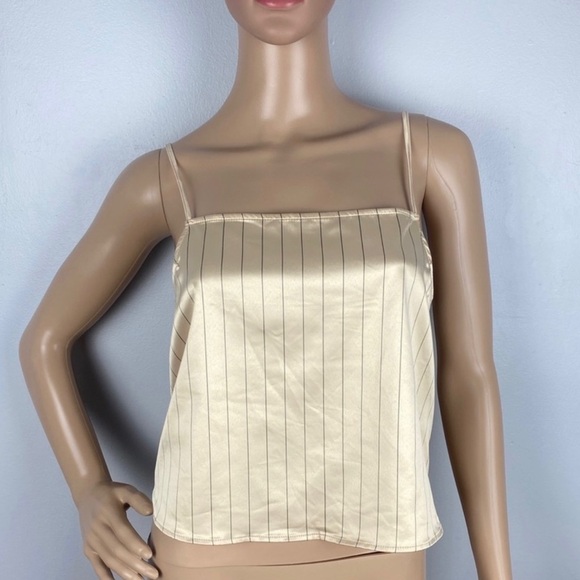 NEW ZARA STRIPED SATIN CROP TOP - Picture 2 of 8
